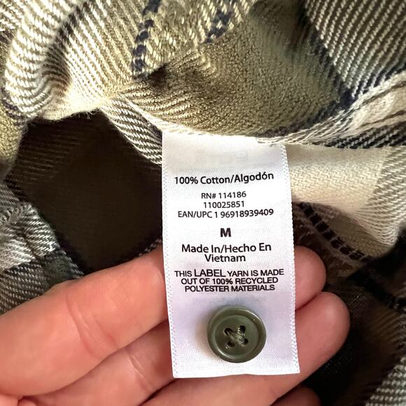 Frye Men’s Plaid Button Down Shirt Green Gray 100% Cotton Long Sleeve Medium - Picture 11 of 11